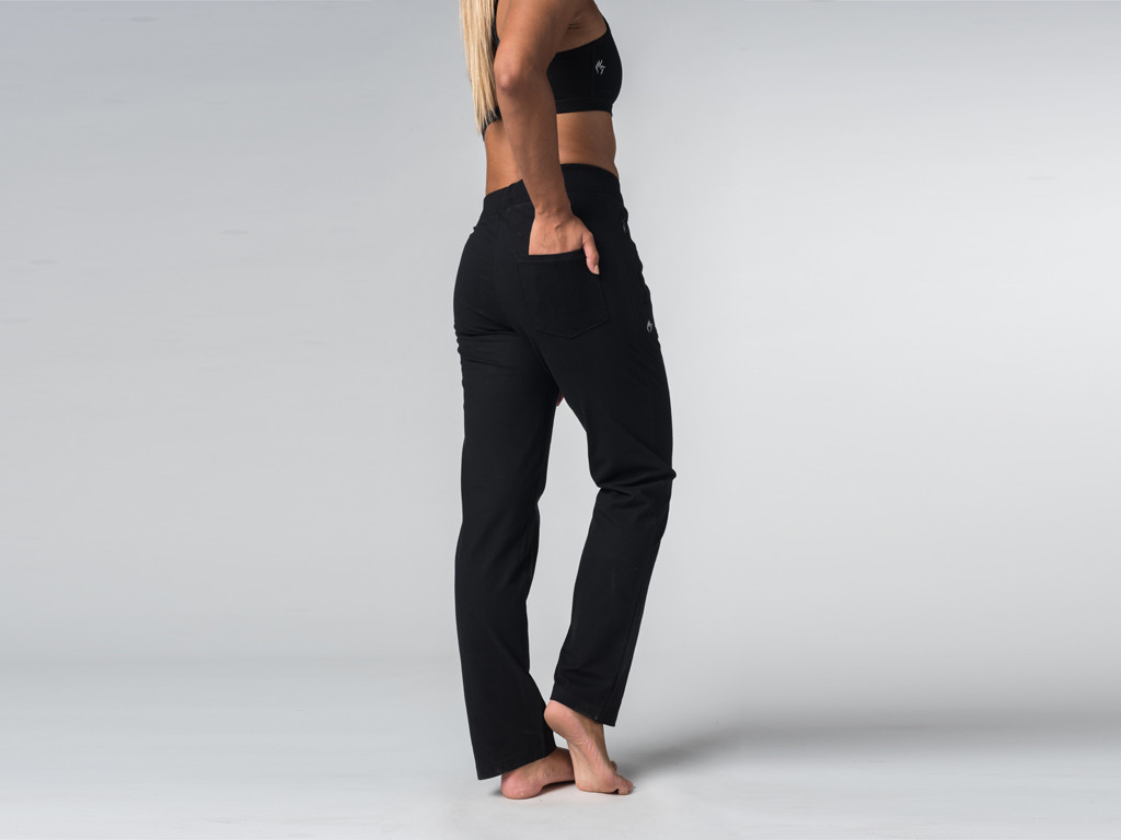 Pantalon de yoga Confort Femme Coton Bio Noir Vêtements de Yoga