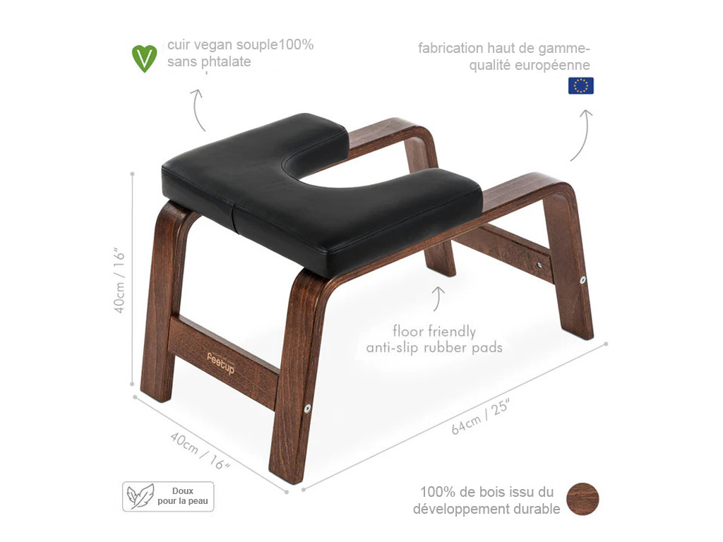 Banc pour Sirsasana (la posture reine) Chocolat/Noir (avec coussin)