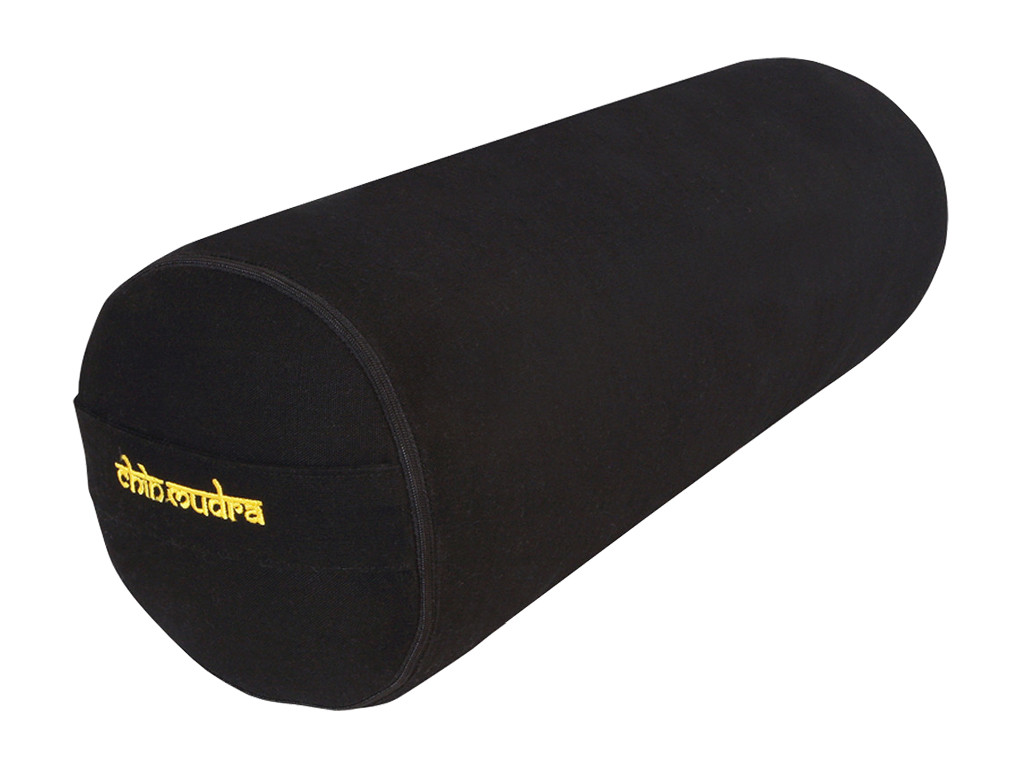 Yoga-Bolster aus 100 % Bio-Baumwolle, 65 cm x 21 cm, KAPOK Schwarz