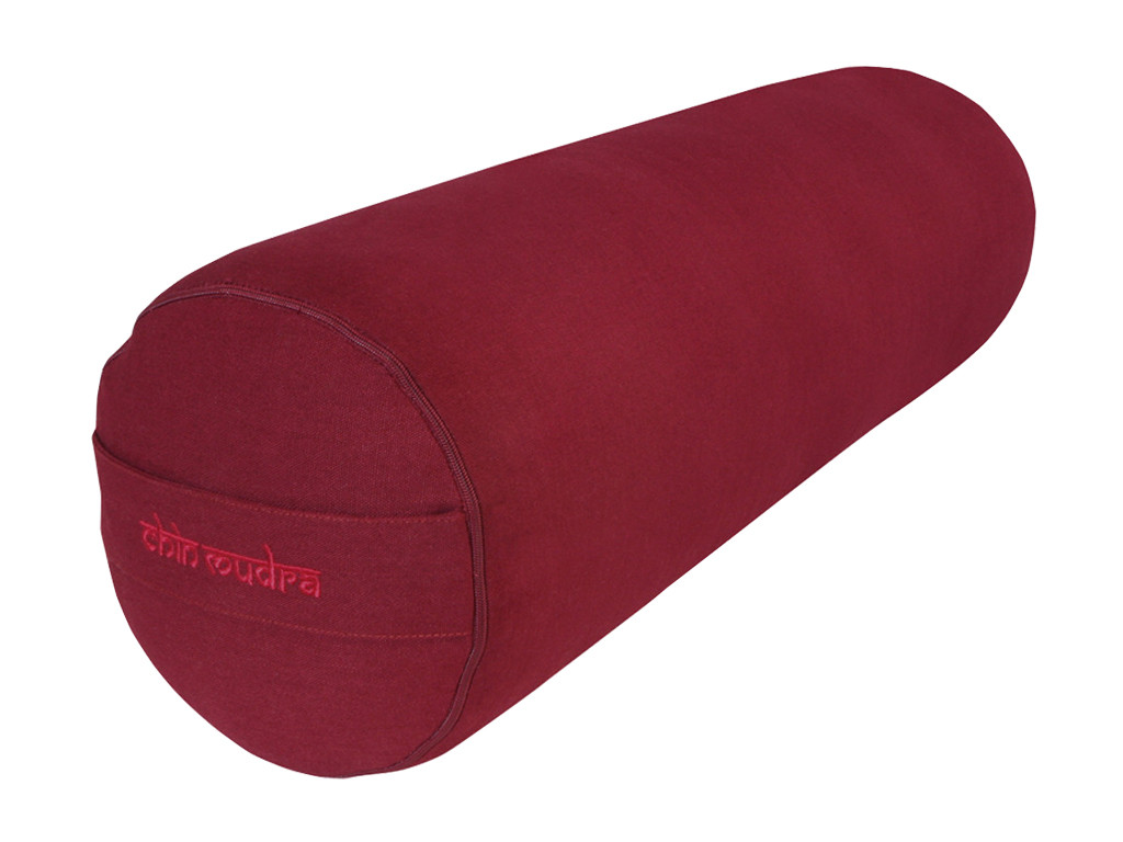 Bolster de yoga 100 % coton Bio 65cm x 21cm KAPOK Bordeaux