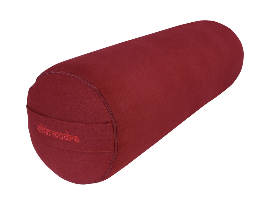 Yoga-Bolster aus 100 % Bio-Dinkelbaumwolle, 65 cm x 21 cm Bordeaux