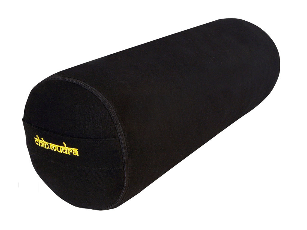 Yoga-Bolster aus 100 % Bio-Dinkelbaumwolle, 65 cm x 21 cm Schwarz