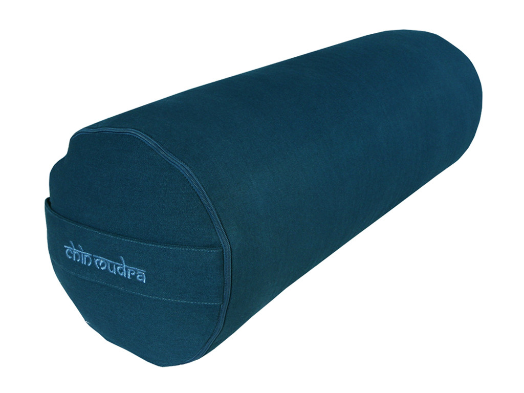 Yoga-Bolster aus 100 % Bio-Dinkelbaumwolle, 65 cm x 21 cm Blau