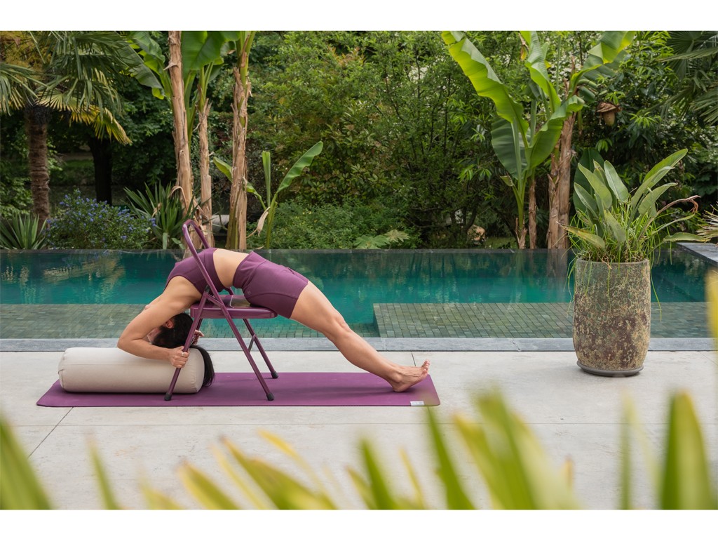 Bolster de yoga 100 % coton Bio Epeautre 65 cm x 21 cm Bleu