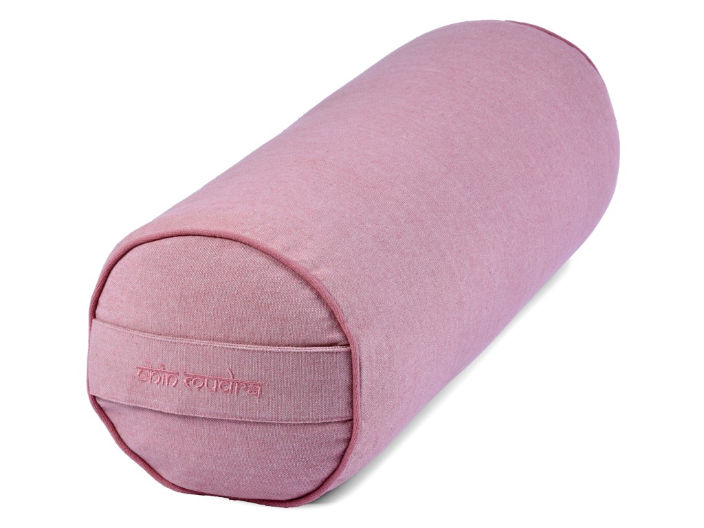 Bolster de yoga Cylindrique en Chambray de coton biologique - Épeautre Rose chambray