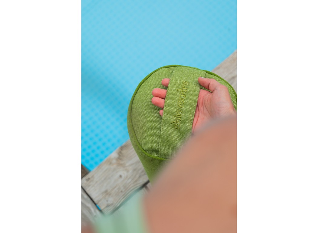 Bolster de yoga Cylindrique en Chambray de coton biologique - Épeautre Vert chambray