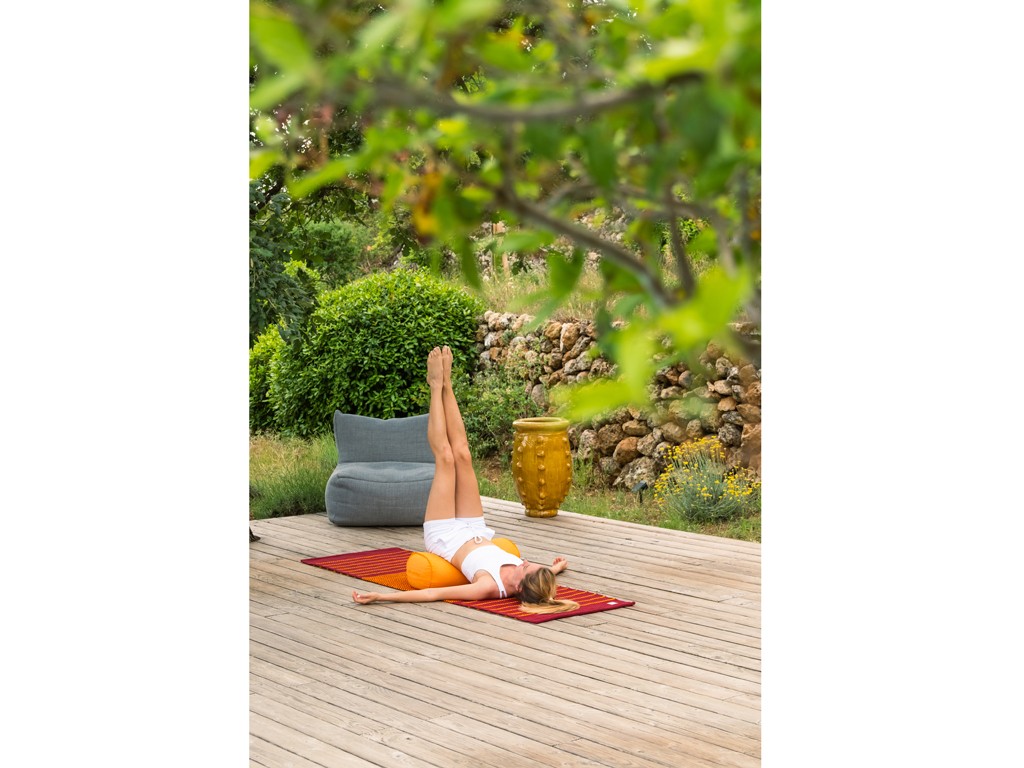 Bolster de yoga Cylindrique en Chambray de coton biologique - Épeautre Safran chambray