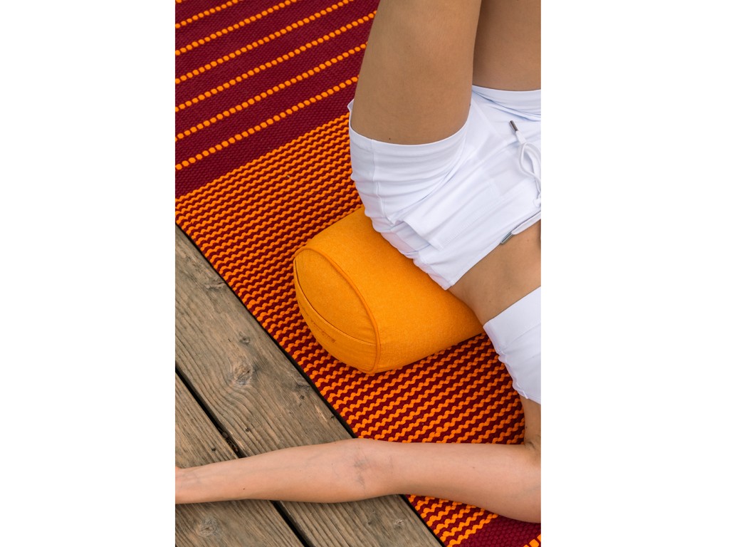 Bolster de yoga Cylindrique en Chambray de coton biologique - Épeautre Safran chambray