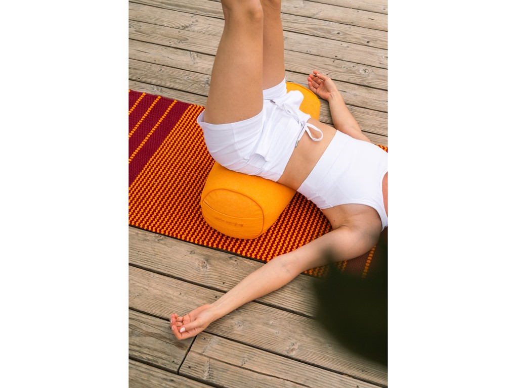 Bolster de yoga Cylindrique en Chambray de coton biologique - Épeautre Safran chambray