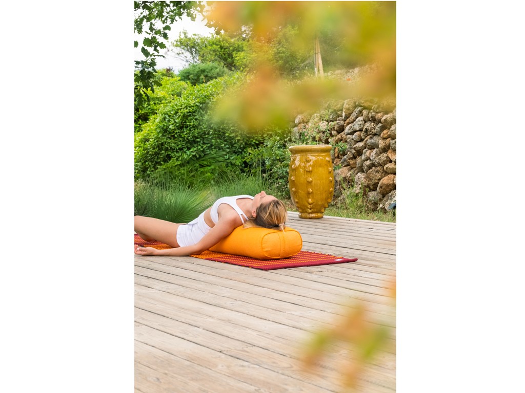Bolster de yoga Ovale en Chambray de coton biologique - Épeautre Safran chambray