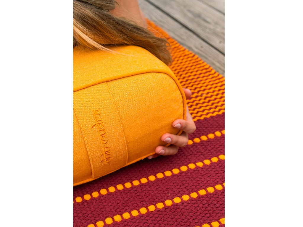 Bolster de yoga Ovale en Chambray de coton biologique - Épeautre Safran chambray