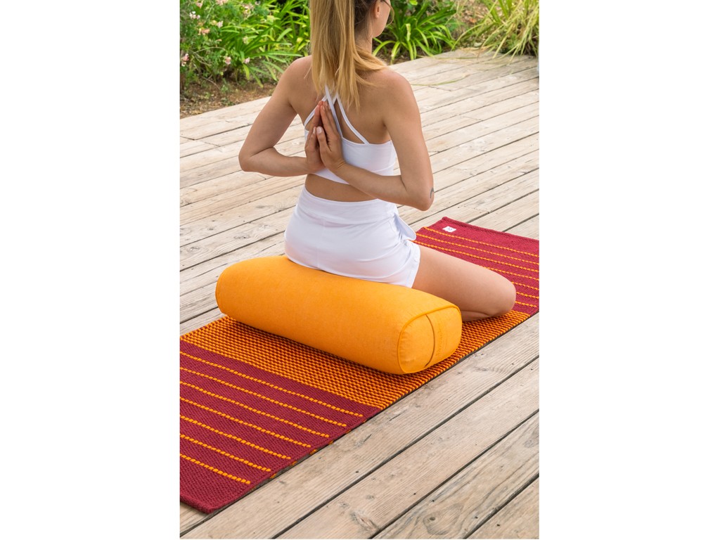 Bolster de yoga Ovale en Chambray de coton biologique - Épeautre Safran chambray