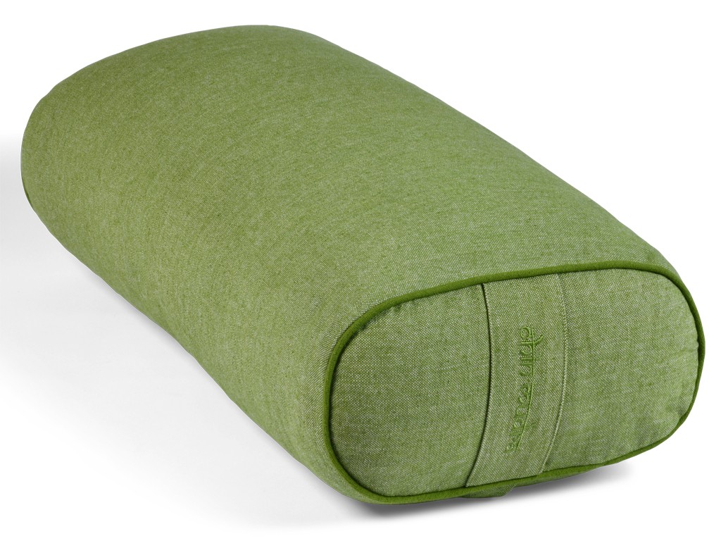 Bolster de yoga Ovale en Chambray de coton biologique - Épeautre Vert chambray