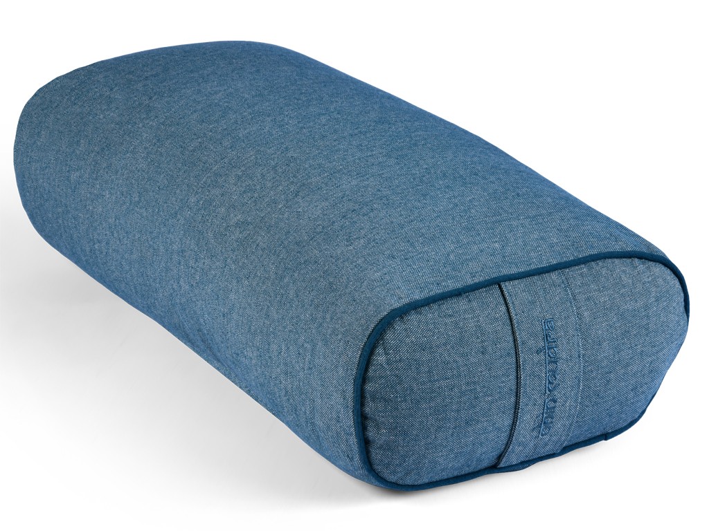 Bolster de yoga Ovale en Chambray de coton biologique - Épeautre Bleu chambray