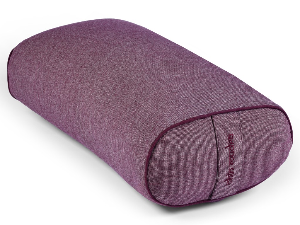 Bolster de yoga Ovale en Chambray de coton biologique - Épeautre Prune chambray