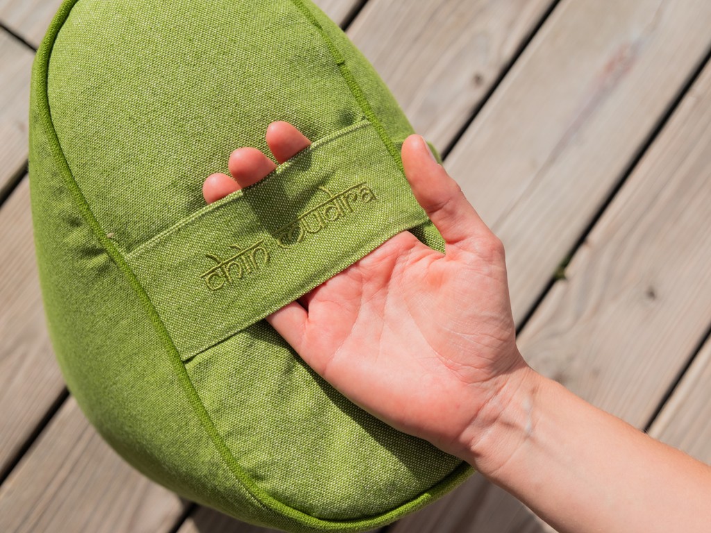 Bolster de yoga Ovale en Chambray de coton biologique - Épeautre Vert chambray