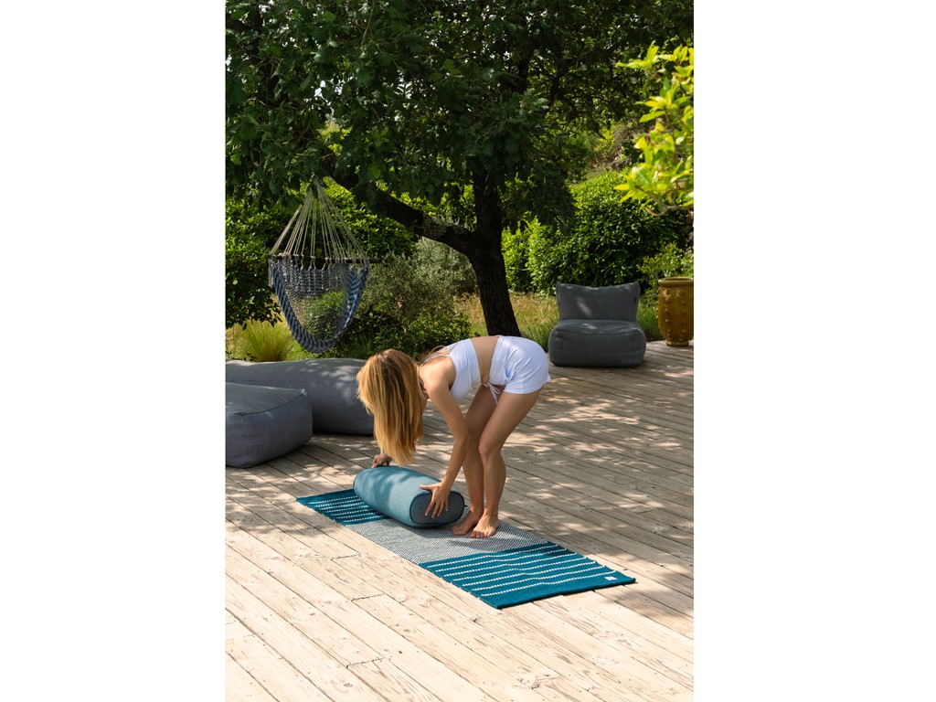 Bolster de yoga Ovale en Chambray de coton biologique - Épeautre Bleu chambray