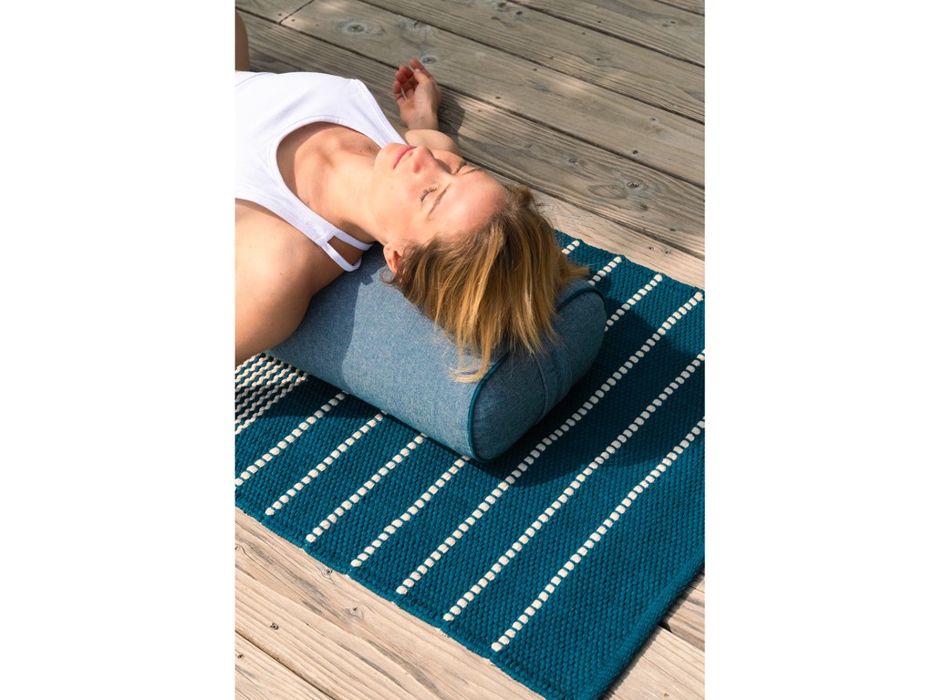 Bolster de yoga Ovale en Chambray de coton biologique - Épeautre Bleu chambray