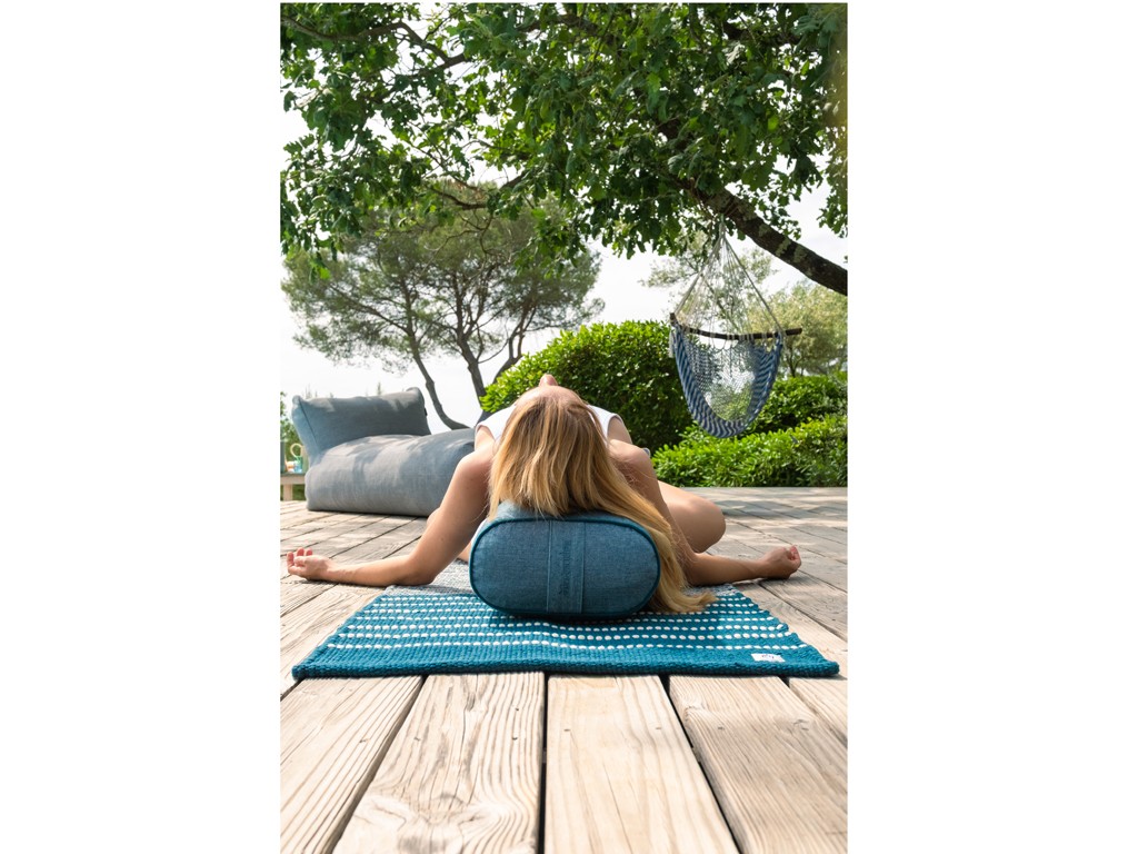 Bolster de yoga Ovale en Chambray de coton biologique - Épeautre Bleu chambray
