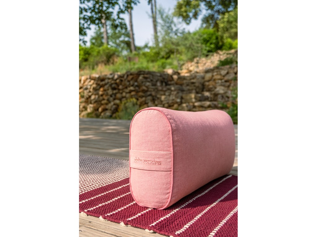 Bolster de yoga Ovale en Chambray de coton biologique - Épeautre Rose chambray