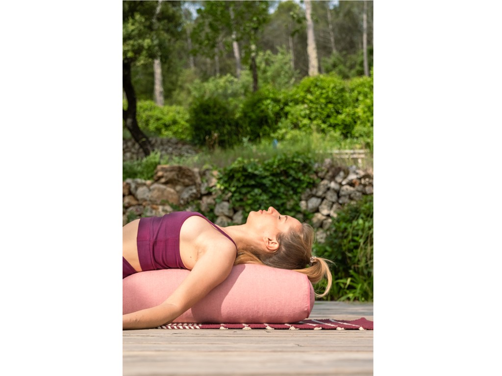 Bolster de yoga Ovale en Chambray de coton biologique - Épeautre Rose chambray