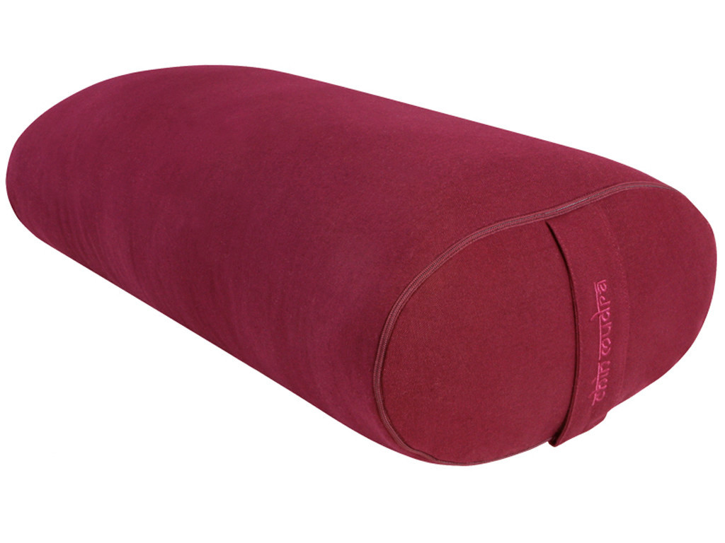 Bolster de yoga Ovale EPEAUTRE 100 % coton Bio 60 cm x15 cm x 30 cm Bordeaux