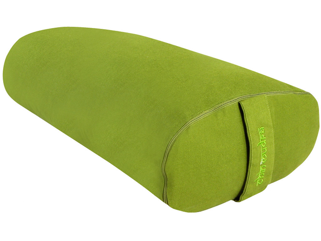 Bolster de yoga Ovale EPEAUTRE 100 % coton Bio 60 cm x15 cm x 30 cm Vert