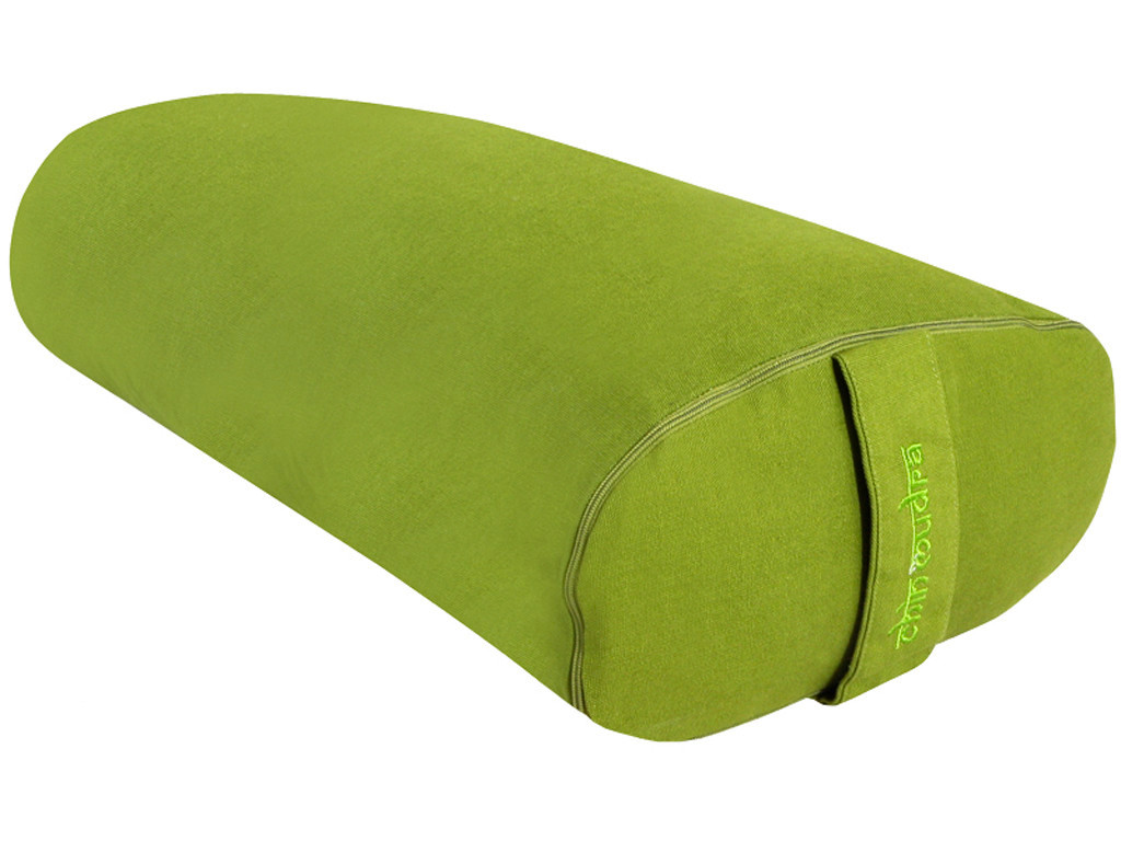 Yoga Bolster Oval Spelt 100 % organic cotton 60 cm x 15 cm x 30 cm Green