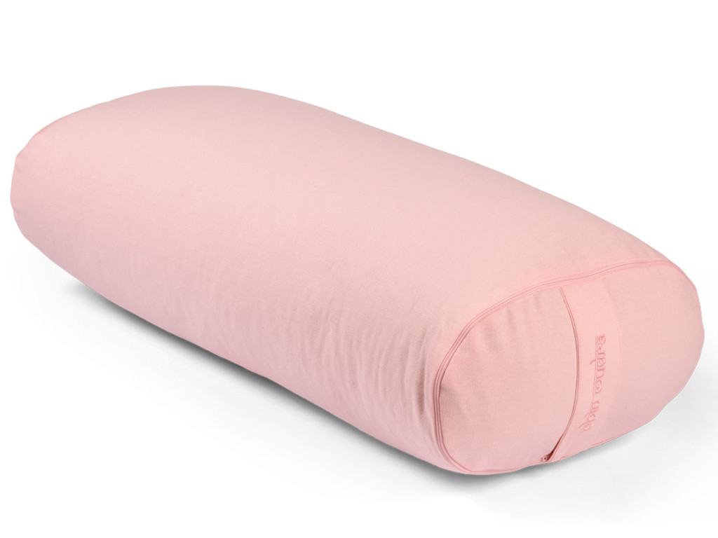 Bolster de yoga Ovale EPEAUTRE 100 % coton Bio 60 cm x15 cm x 30 cm Rose Perlé