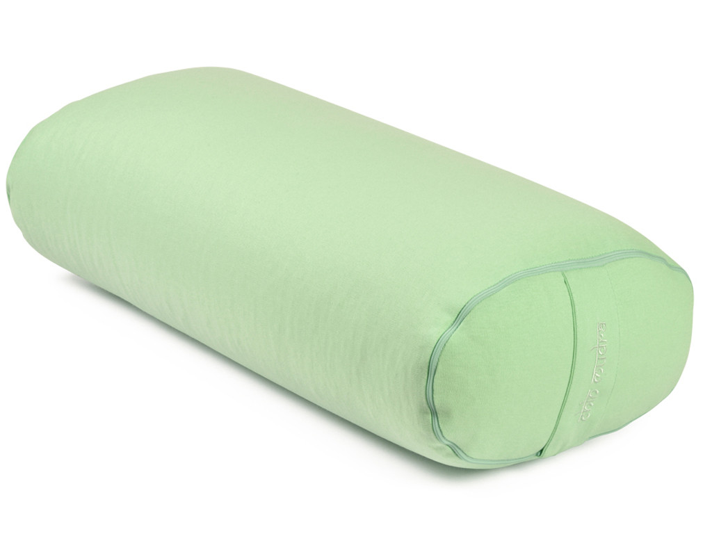 Bolster de yoga Ovale EPEAUTRE 100 % coton Bio 60 cm x15 cm x 30 cm Vert Pastel