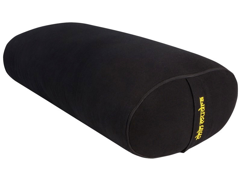 Bolster de yoga Ovale KAPOK 100 % coton Bio 60 cm x 15 cm x 30 cm Noir