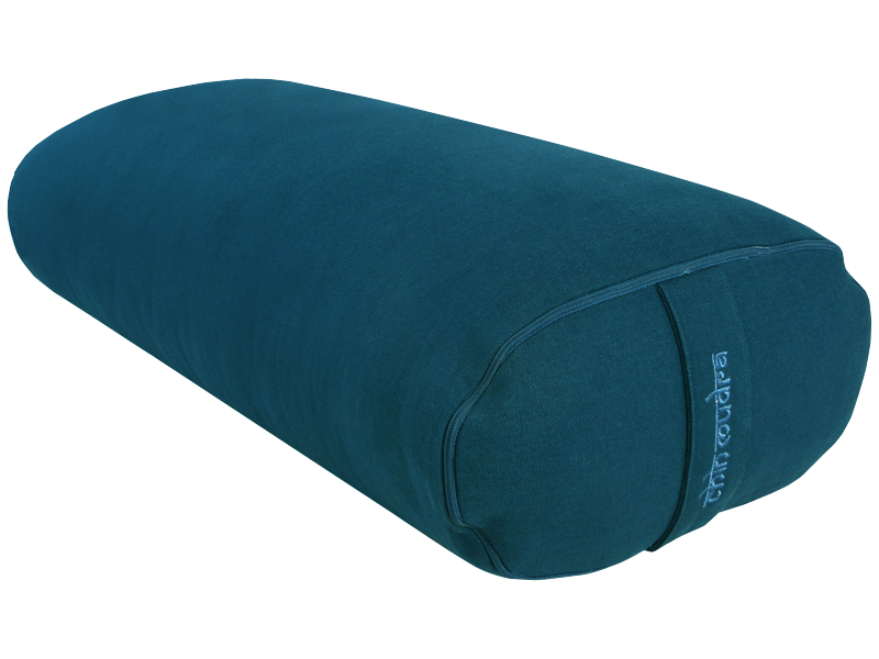 Bolster de yoga Ovale KAPOK 100 % coton Bio 60 cm x15 cm x 30 cm Bleu