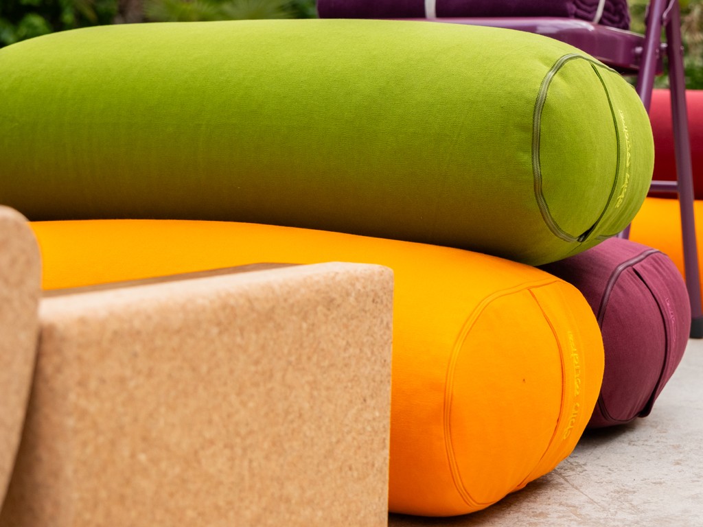 Bolster de yoga Ovale KAPOK 100 % coton Bio 60 cm x15 cm x 30 cm Vert