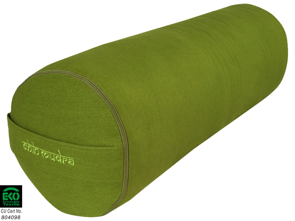 Bolster de yoga XL 100 % coton Bio 76 cm x 25 cm Vert
