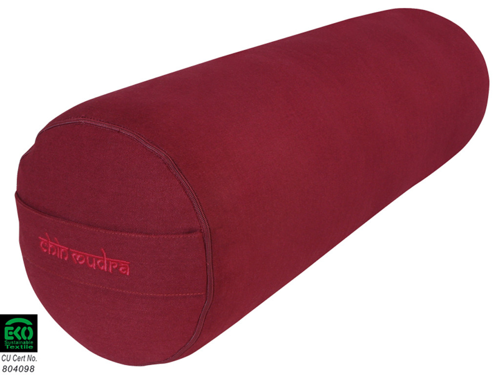 Bolster de yoga XL 100 % coton Bio 76 cm x 25 cm Bordeaux