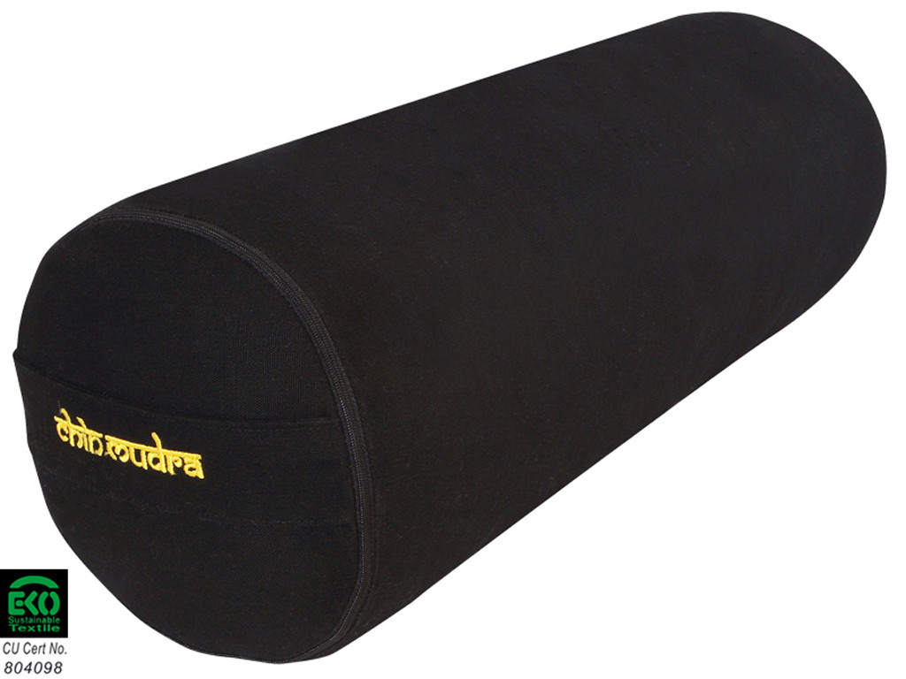Bolster de yoga XL 100 % coton Bio 76 cm x 25 cm Noir