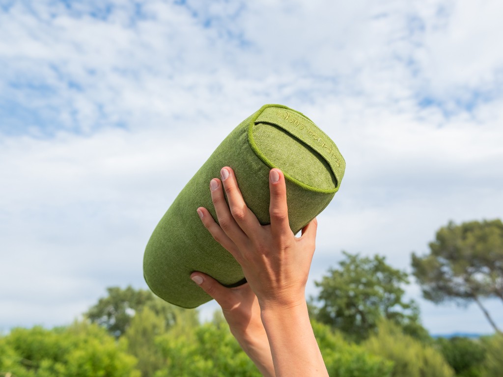 Bolster Mini Cylindrique en Chambray de coton biologique - Épeautre Vert chambray