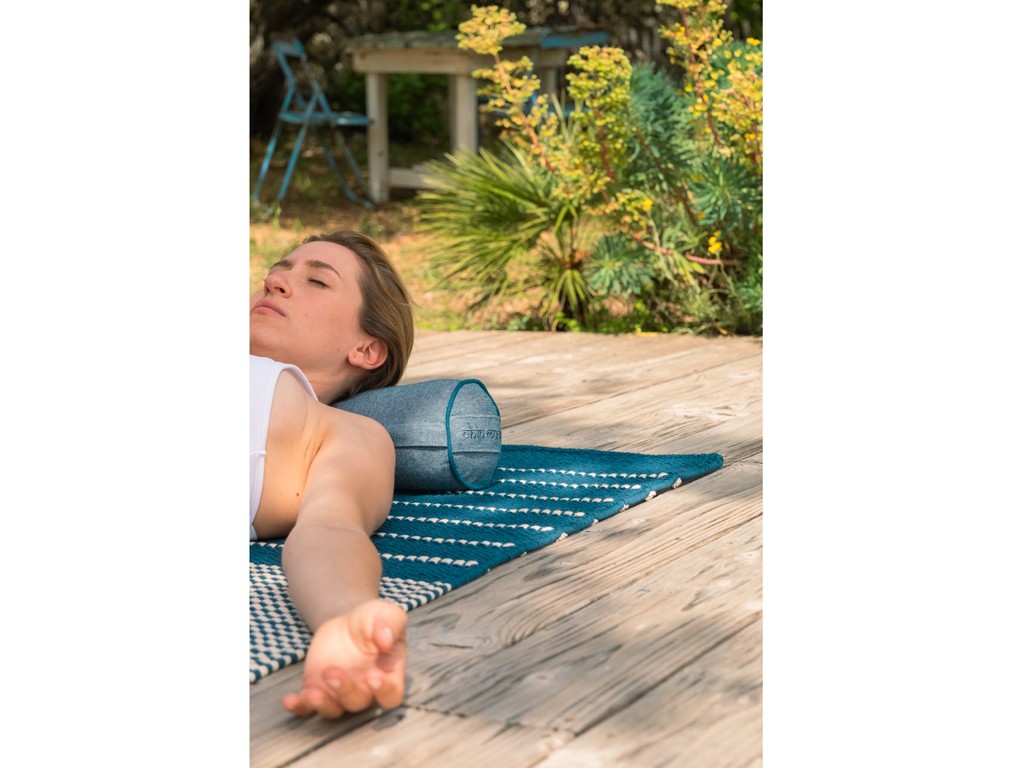 Bolster Mini Cylindrique en Chambray de coton biologique - Épeautre Bleu chambray