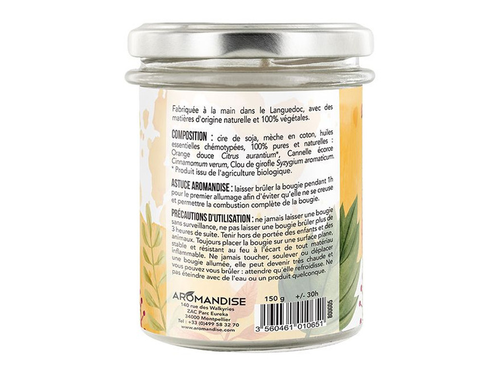 Candela alla cannella arancione 150 g
