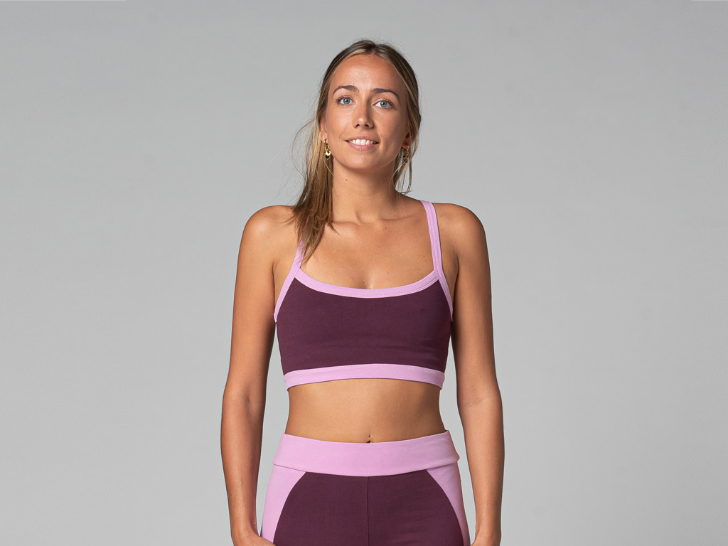 Brassière de yoga Bi-colore - Bio Prune
