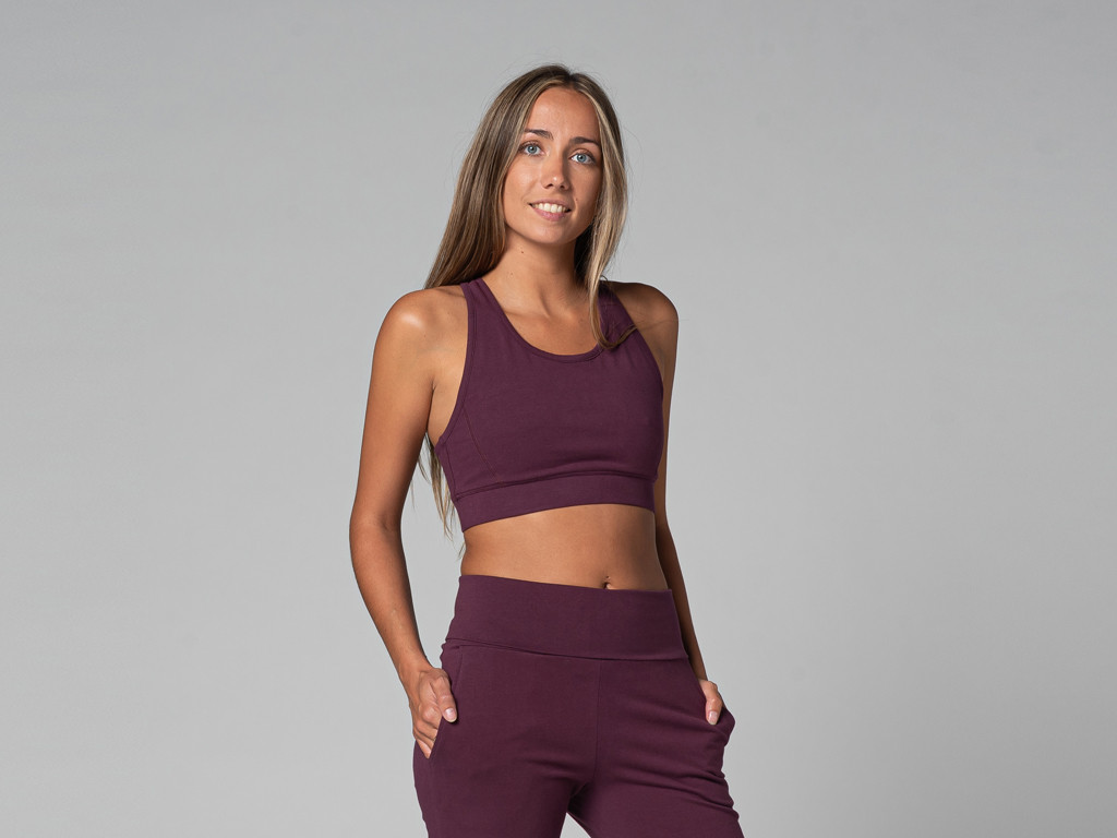 Reggiseno yoga glamour - biologico Prugna