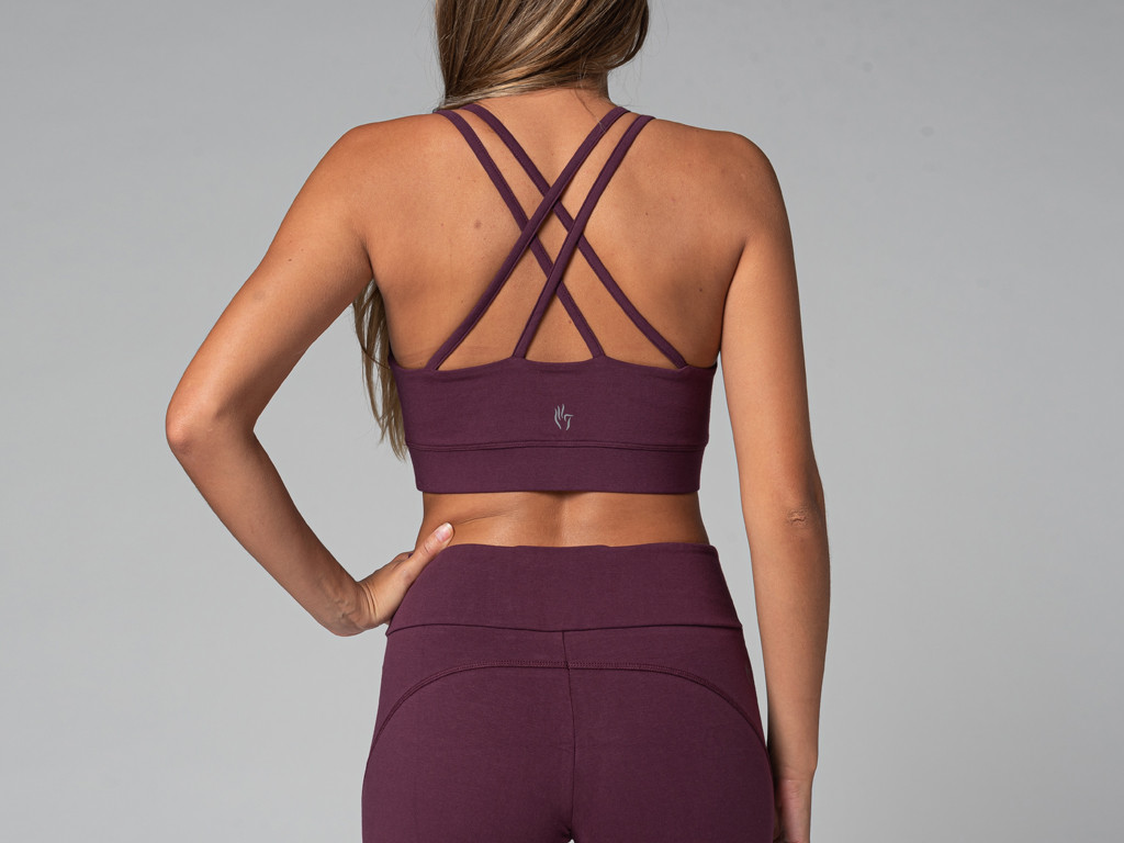 Reggiseno yoga glamour - biologico Prugna