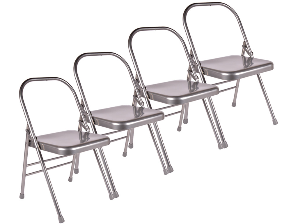 Yoga-Stuhl 1 High Bar Grau 4er-Set