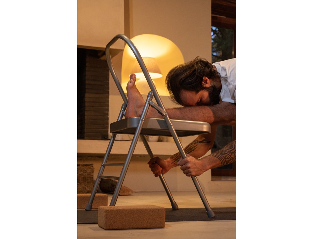 Chaise de Yoga 1 Barre Haute Grise Lot de 4