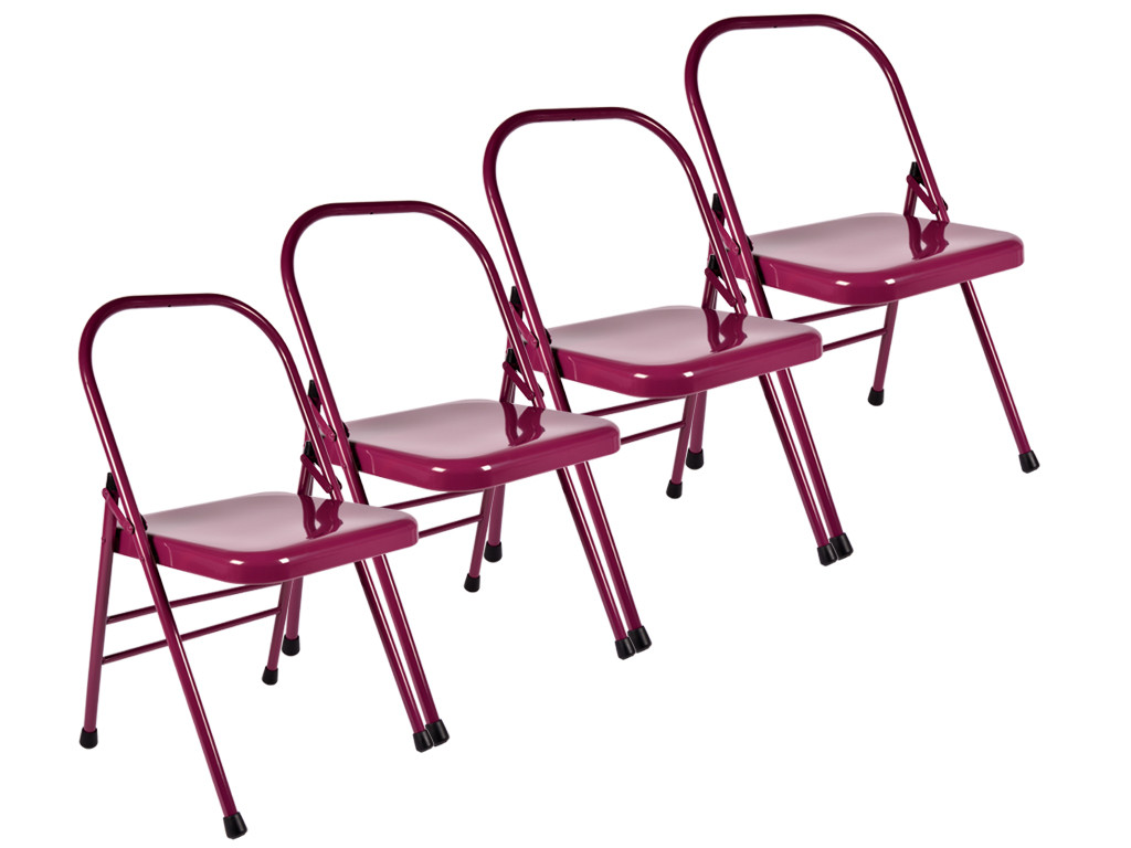 Chaise de Yoga 1 Barre Haute Prune Lot de 4