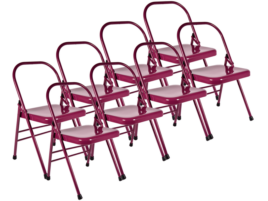 Chaise de Yoga 1 Barre Haute Prune Lot de 8