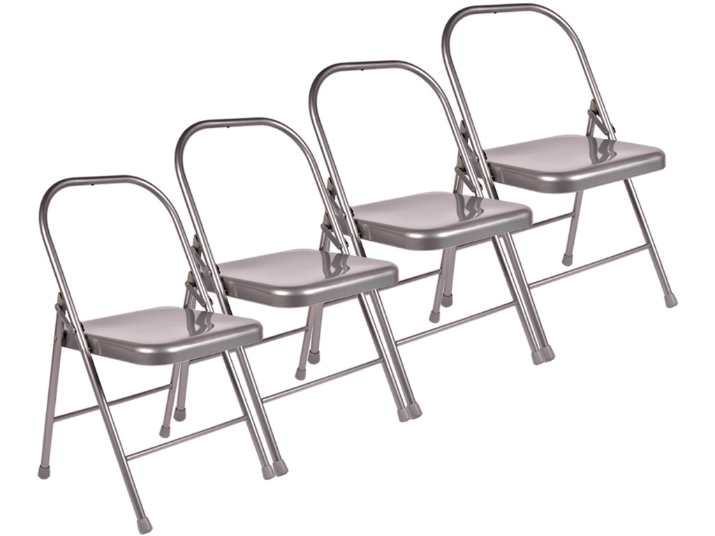 Chaise de Yoga 2 barres Haute Grise Lot de 4