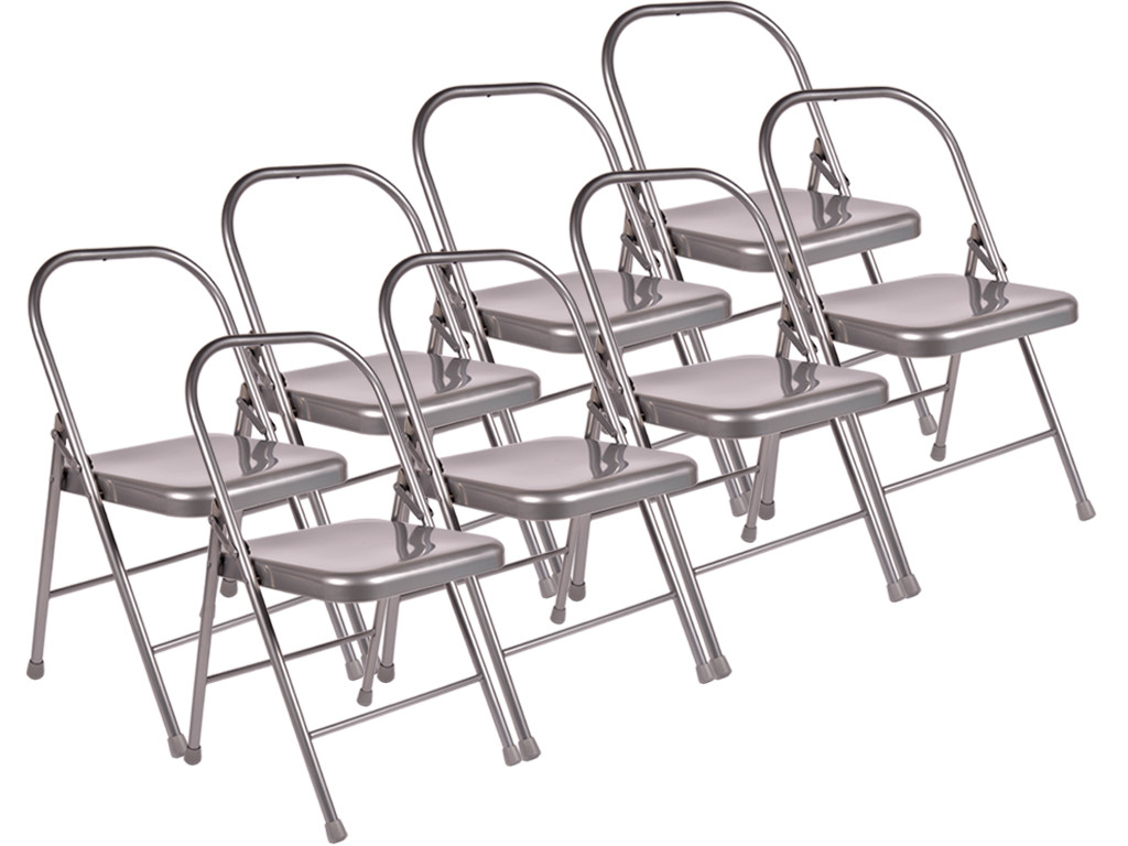 Chaise de Yoga 2 barres Haute Grise Lot de 8