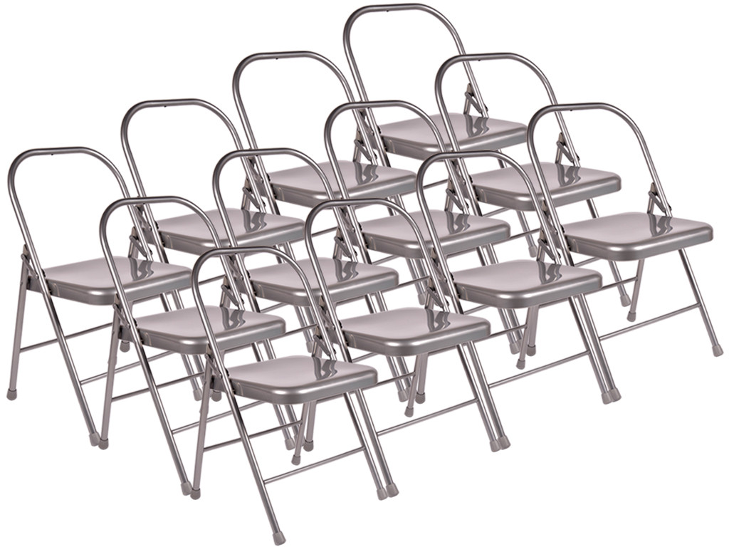 Chaise de Yoga Standard 2 Barres Grise Lot de 12
