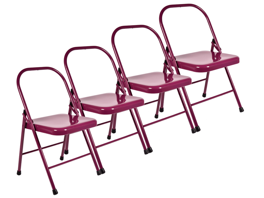 Chaise de Yoga Standard 2 Barres Prune Lot de 4